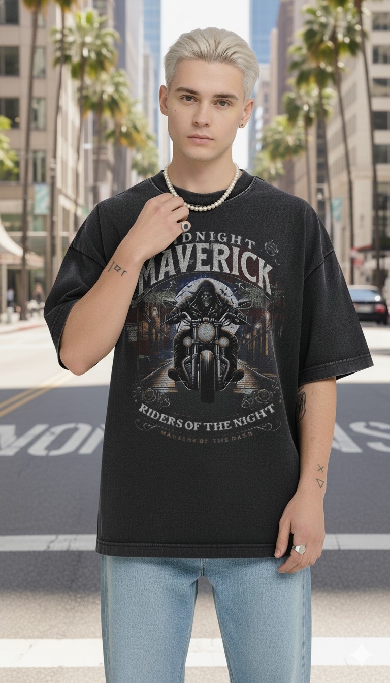 Midnight Maverick: Riders of the Dark Oversized T-