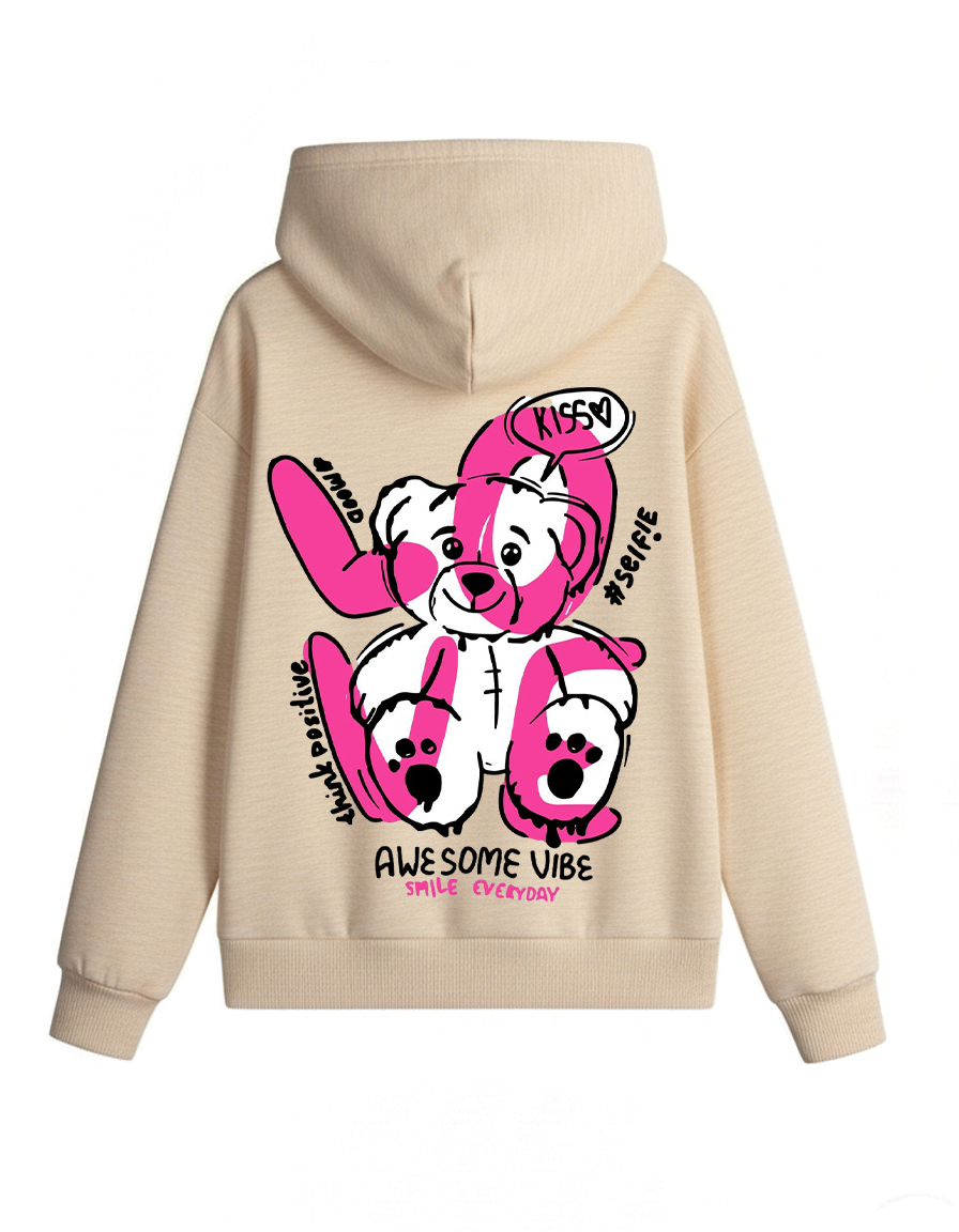 Pink Teddy "Awesome Vibe" Oversized Hoodie – Sel