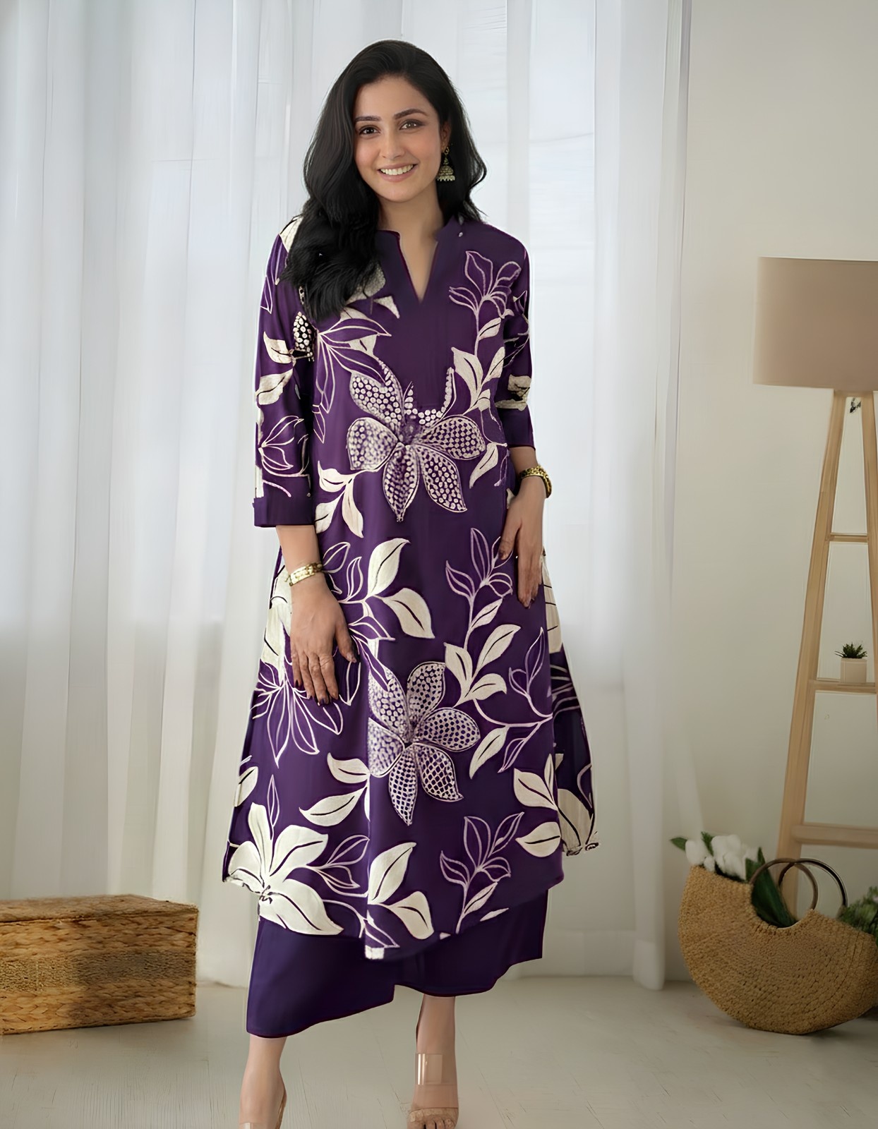 Royal Bloom Purple Co-Ord Set