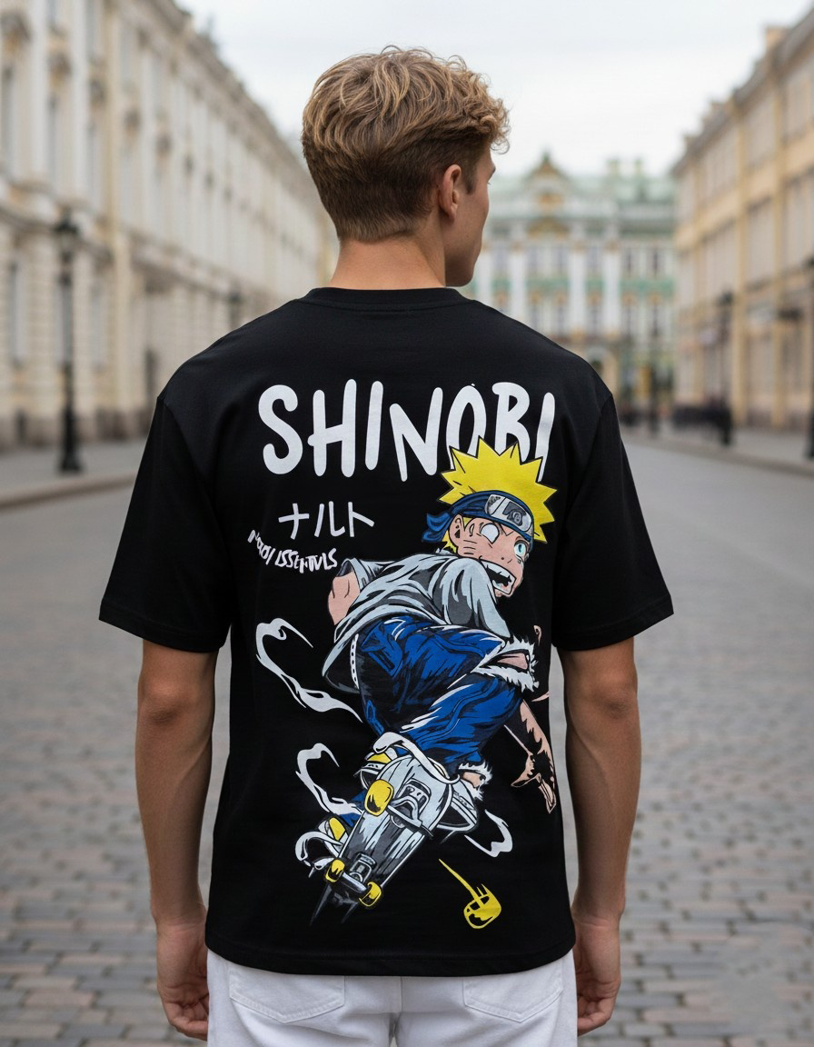 Men’s Oversized Anime Graphic T-Shirt – “Shinobi S